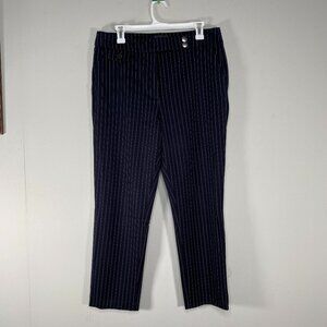 Nicole Miller Dress Pants Women's 12 High Rise Black Striped Office NWOT